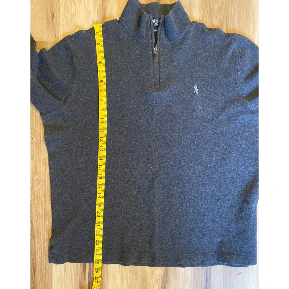 Polo Ralph Lauren Mens Estate Rib Quarter Zip Pullover Sweater Grey Large